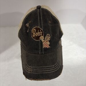 Vintage Retro Brand Bob's Logo Black Distressed Graphic Baseball Hat Cap